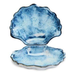 Set of 2 - Ceramic Scallop Canape Dishes - Appetizer Plates - Dessert Bowls